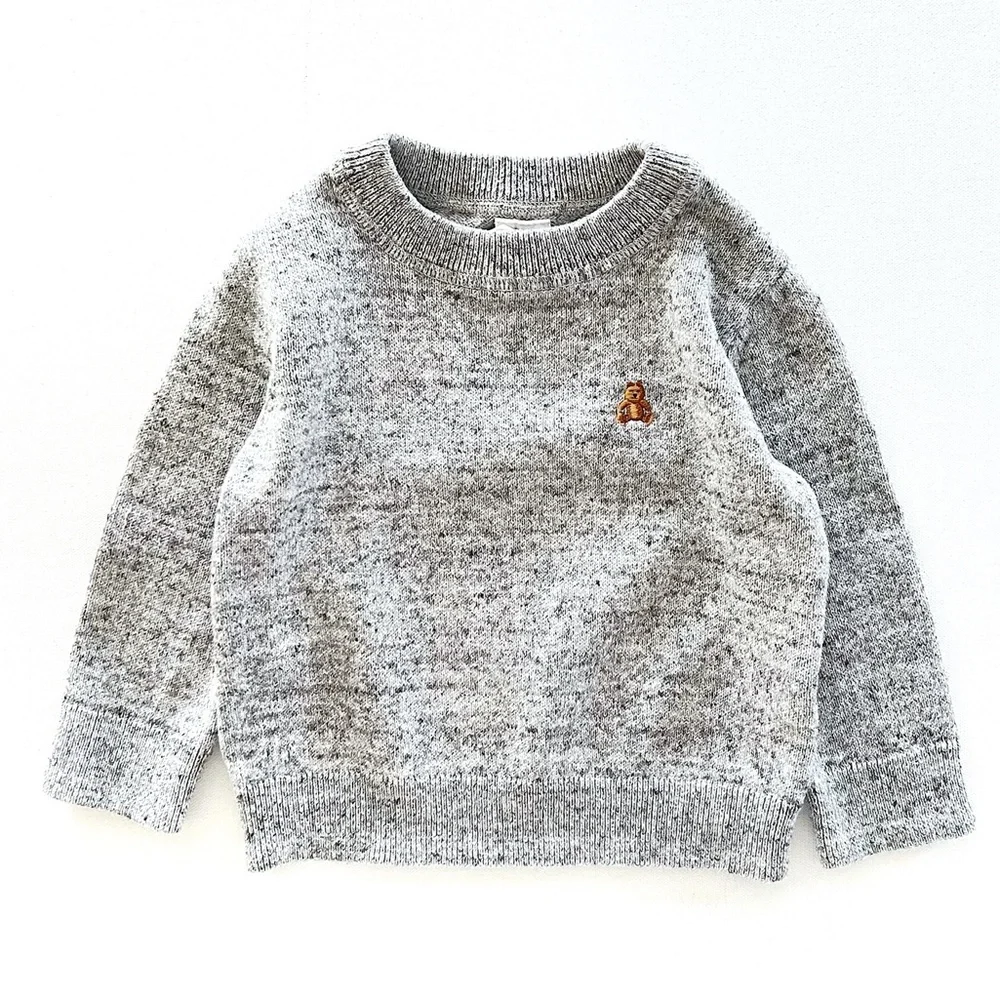 Baby Gap Crewneck Sweater Brannan Bear in Light Heather Grey Size 12-18 Months